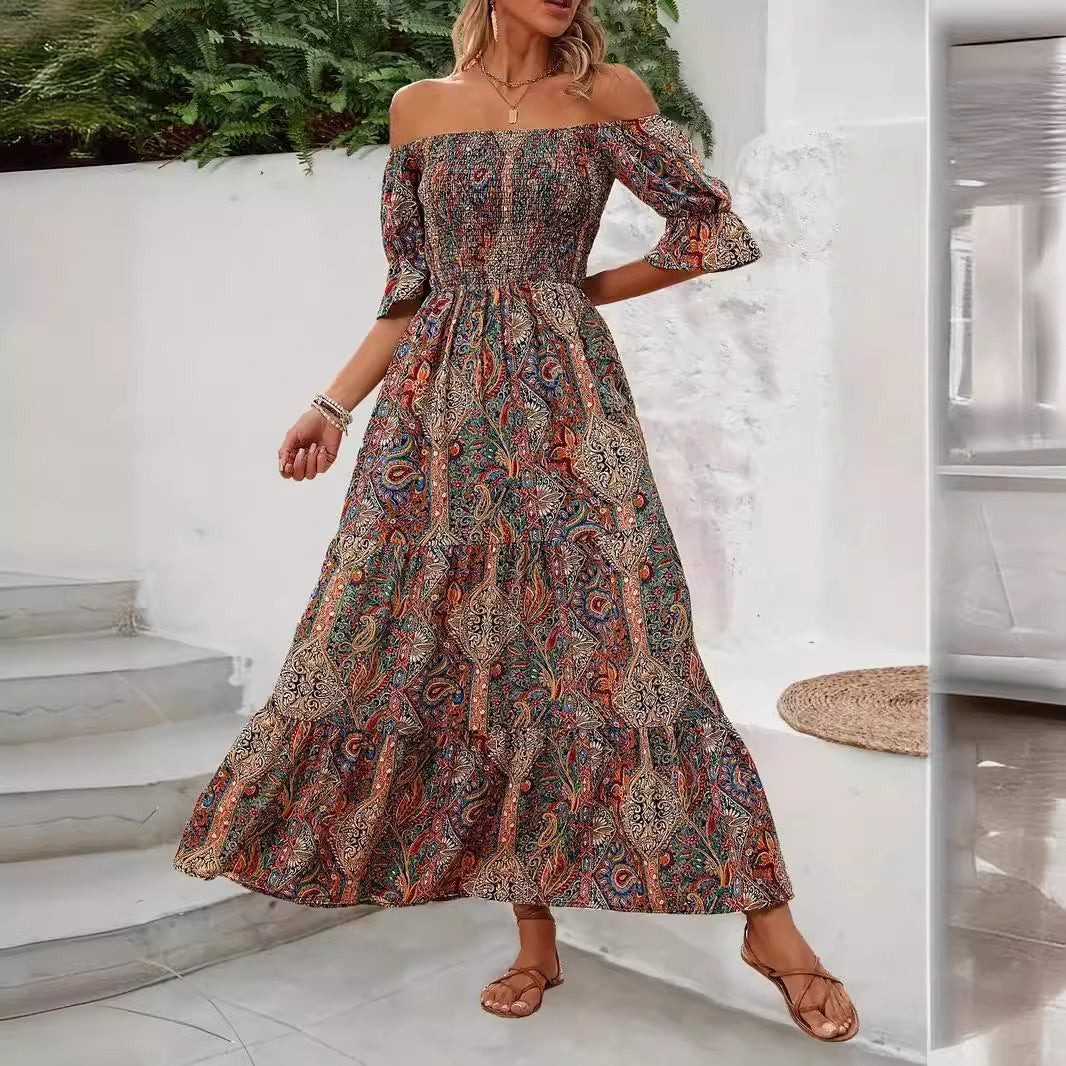 Robe d’Été « Brise Élégante » – Off-Shoulder & Aérienne