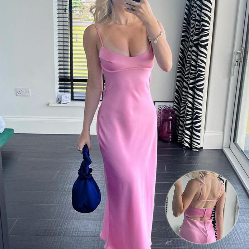 Robe de Soirée « Satin Pur » – Dos Nu & Élégance Sensuelle