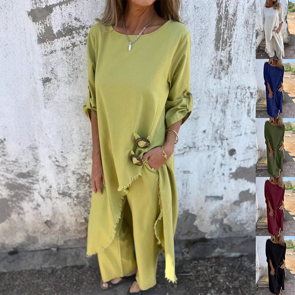 Ensemble « Forme Libre » – Deux Pièces Oversize, Boutons Bijoux & Vibe Sculpturale