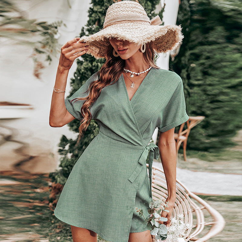 Ensemble « Vibe Chic » – Col V & Ceinture Ajustée