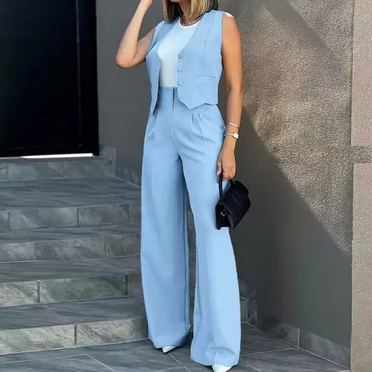 Costume « Élan Serein » – Veste Gilet & Pantalon Large, Look Puissant Sans Tension