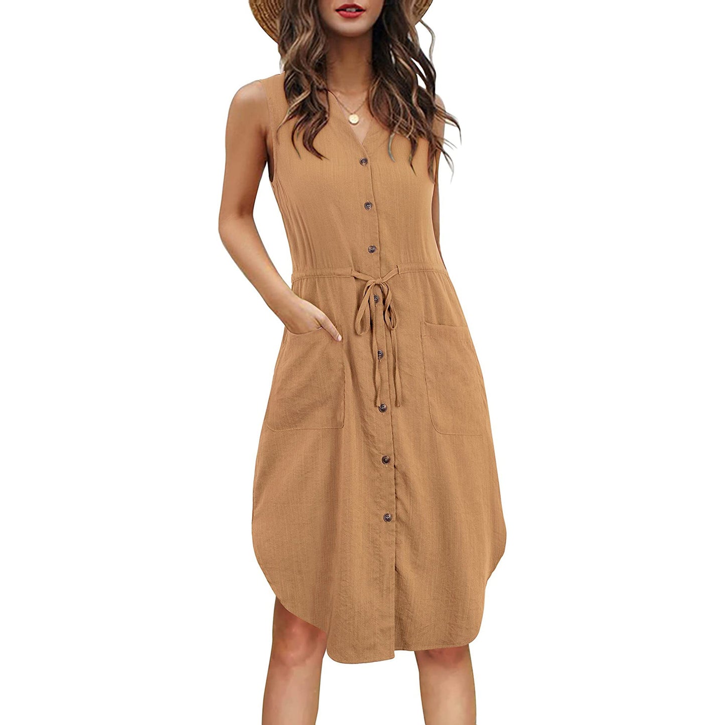 Robe d’Été « Grâce Naturelle » – Coupe Fluide & Détail Pratique