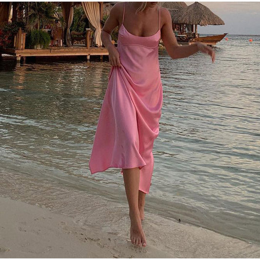 Robe de Soirée « Satin Pur » – Dos Nu & Élégance Sensuelle