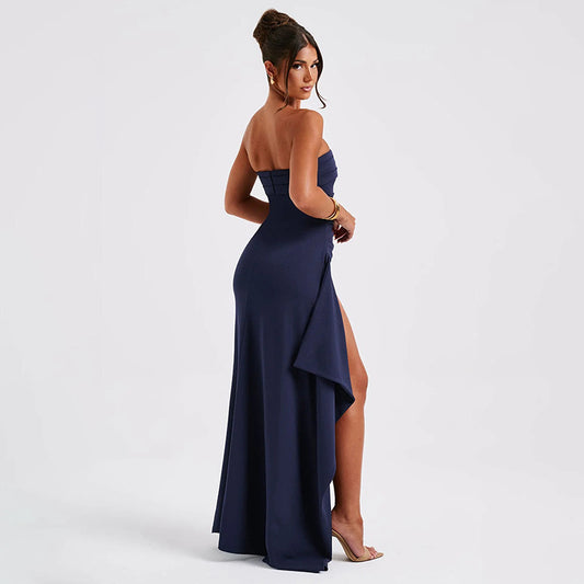 Robe de soirée « Éclat Secret » – Fendue & Plissée