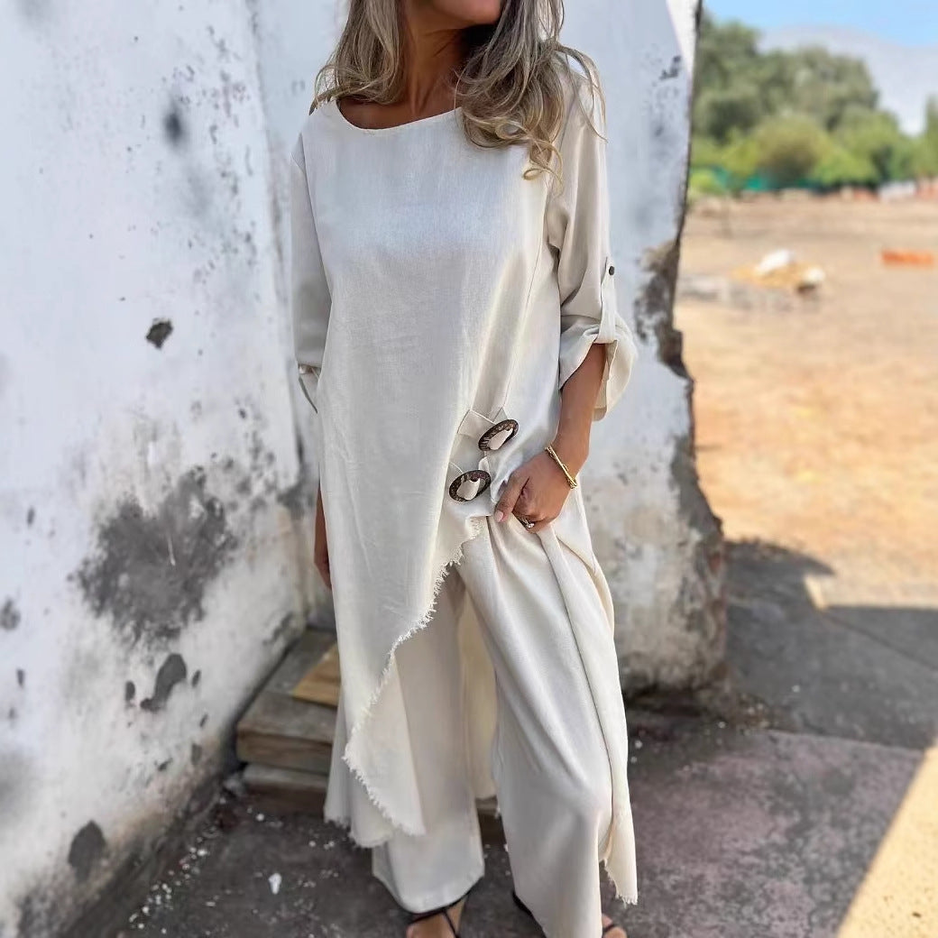 Ensemble « Forme Libre » – Deux Pièces Oversize, Boutons Bijoux & Vibe Sculpturale