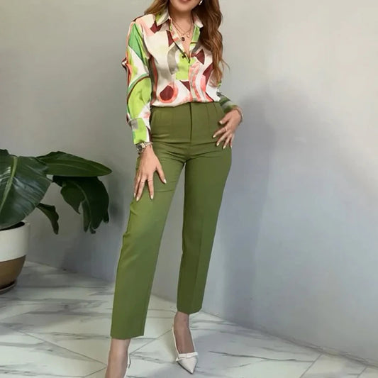 Ensemble « Vague Bohème » – Chemise Ample, Pantalon Fin, Look Naturel & Maîtrisé