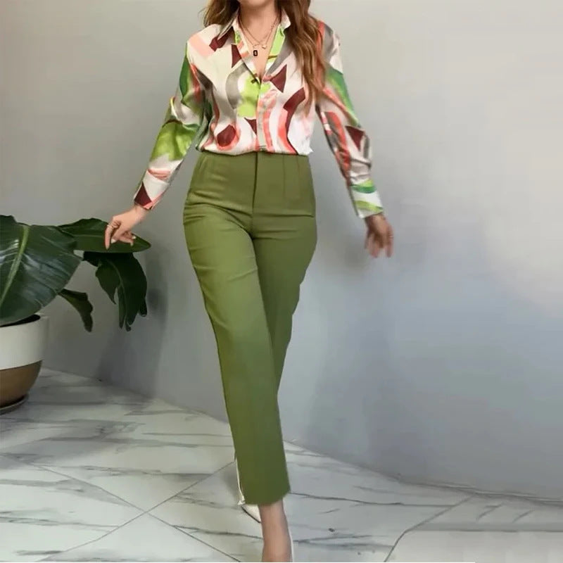 Ensemble « Vague Bohème » – Chemise Ample, Pantalon Fin, Look Naturel & Maîtrisé