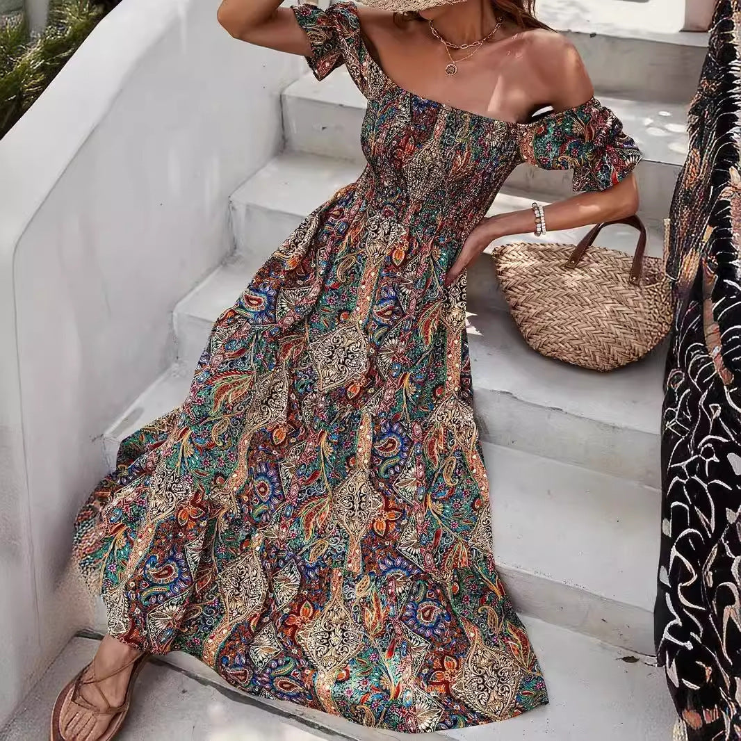 Robe d’Été « Brise Élégante » – Off-Shoulder & Aérienne