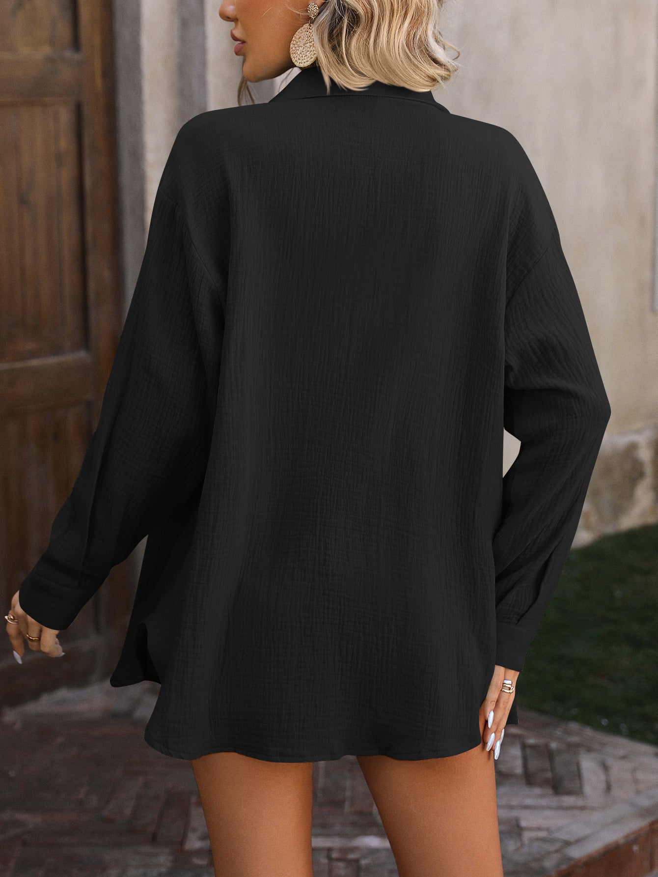 Haut d’Été « Voile Libre » – Chambray Décontracté, Style Cover-Up Naturel
