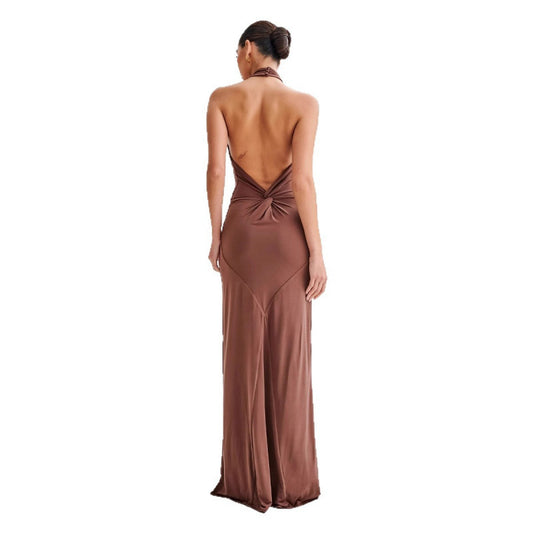 Sexy Sleeveless Slim Waist Halter Sheath Dress