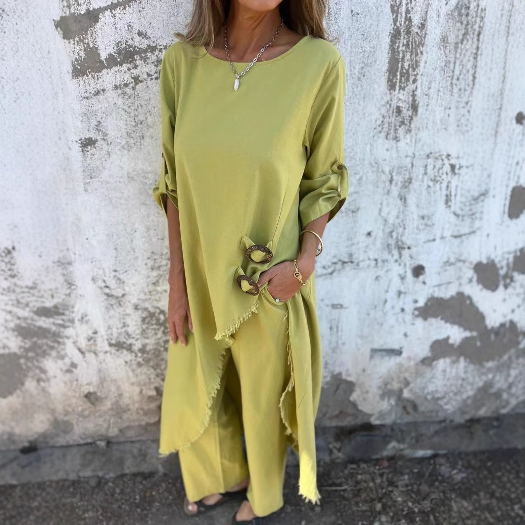 Ensemble « Forme Libre » – Deux Pièces Oversize, Boutons Bijoux & Vibe Sculpturale
