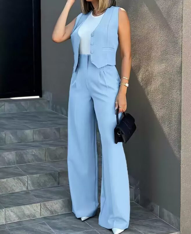 Costume « Élan Serein » – Veste Gilet & Pantalon Large, Look Puissant Sans Tension