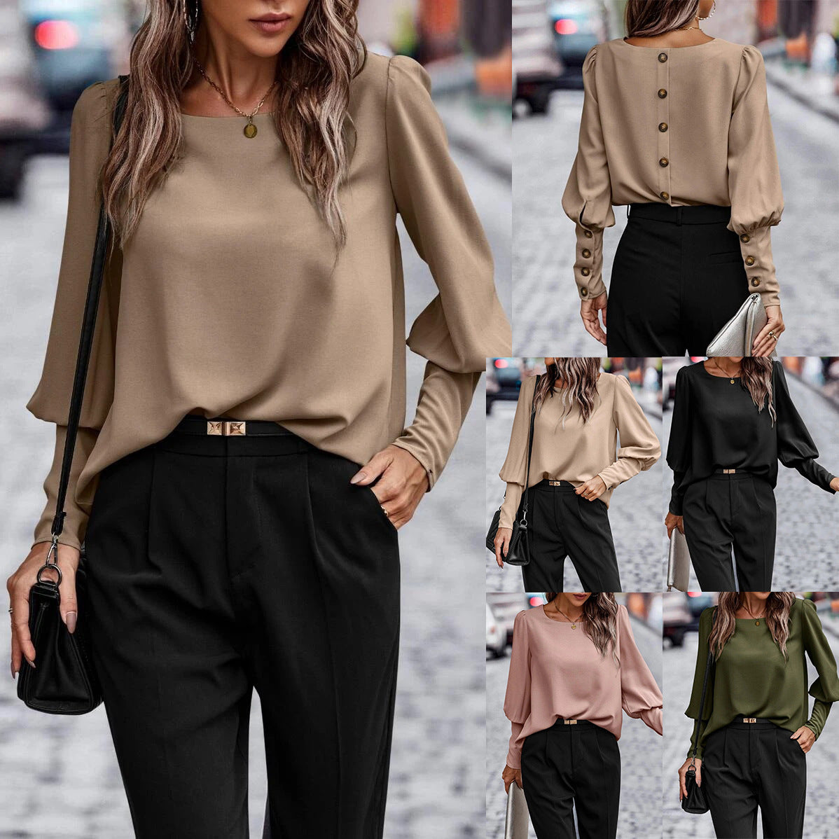 Chemise Stylée « Épure Classique » – Manches Longues, Boutons Discrets & Tissu Uni