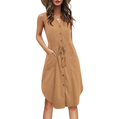 Robe d’Été « Grâce Naturelle » – Coupe Fluide & Détail Pratique