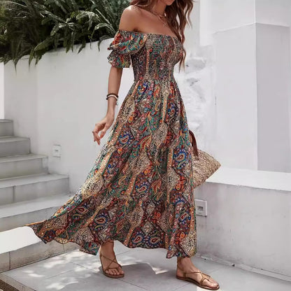 Robe d’Été « Brise Élégante » – Off-Shoulder & Aérienne