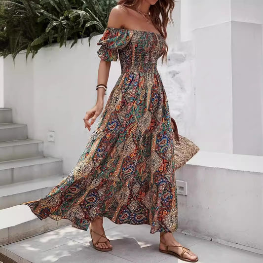 Robe d’Été « Brise Élégante » – Off-Shoulder & Aérienne