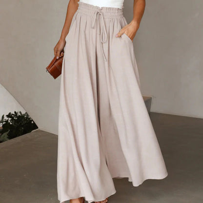 Flowers Printed Wide-leg Trousers Summer Casual Straight Pnats For Women Beach Clothing