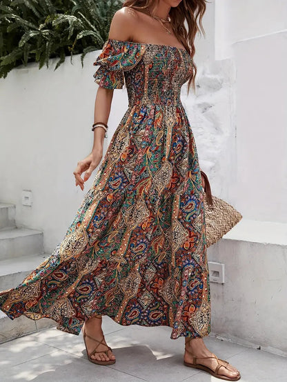Robe d’Été « Brise Élégante » – Off-Shoulder & Aérienne