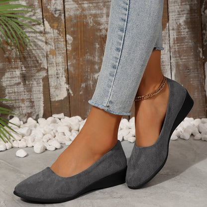 Women's Plus Size Shallow Mouth Solid Color Casual Flat Shoes
