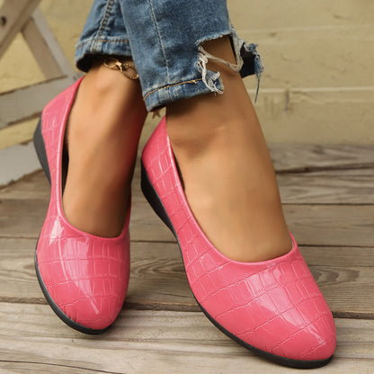 Women's Plus Size Shallow Mouth Solid Color Casual Flat Shoes